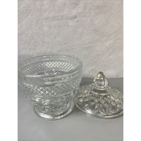 Vintage Anchor Hocking Wexford Footed Creamer And Sugar Bowl with Lid - Picture 3 of 11